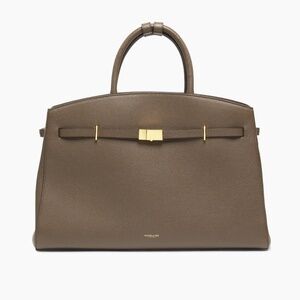 NWT!  DeMellier HUDSON Grained Leather Top Handle Bag Olive Green LARGE